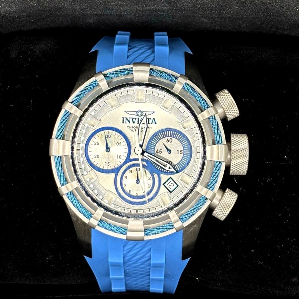 Invicta Bolt 22152 Chronograph 50mm Silver Blue Men’s Silicone Strap Watch